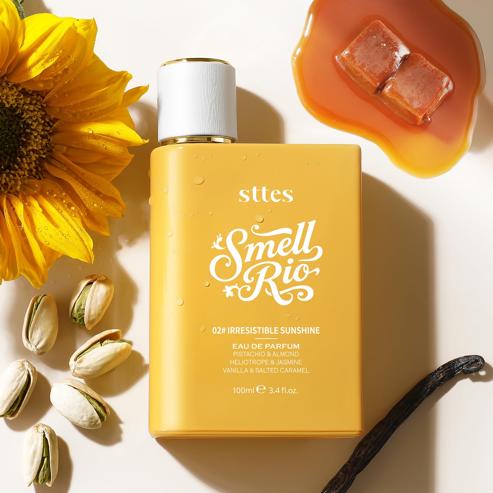 Sttes Perfume 02 Irresistible Sunshine beach scene evokes tropical warmth.