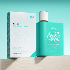 Sttes Perfume 03 bottle closeup highlighting creamy coconut and vanilla for a cozy aura.