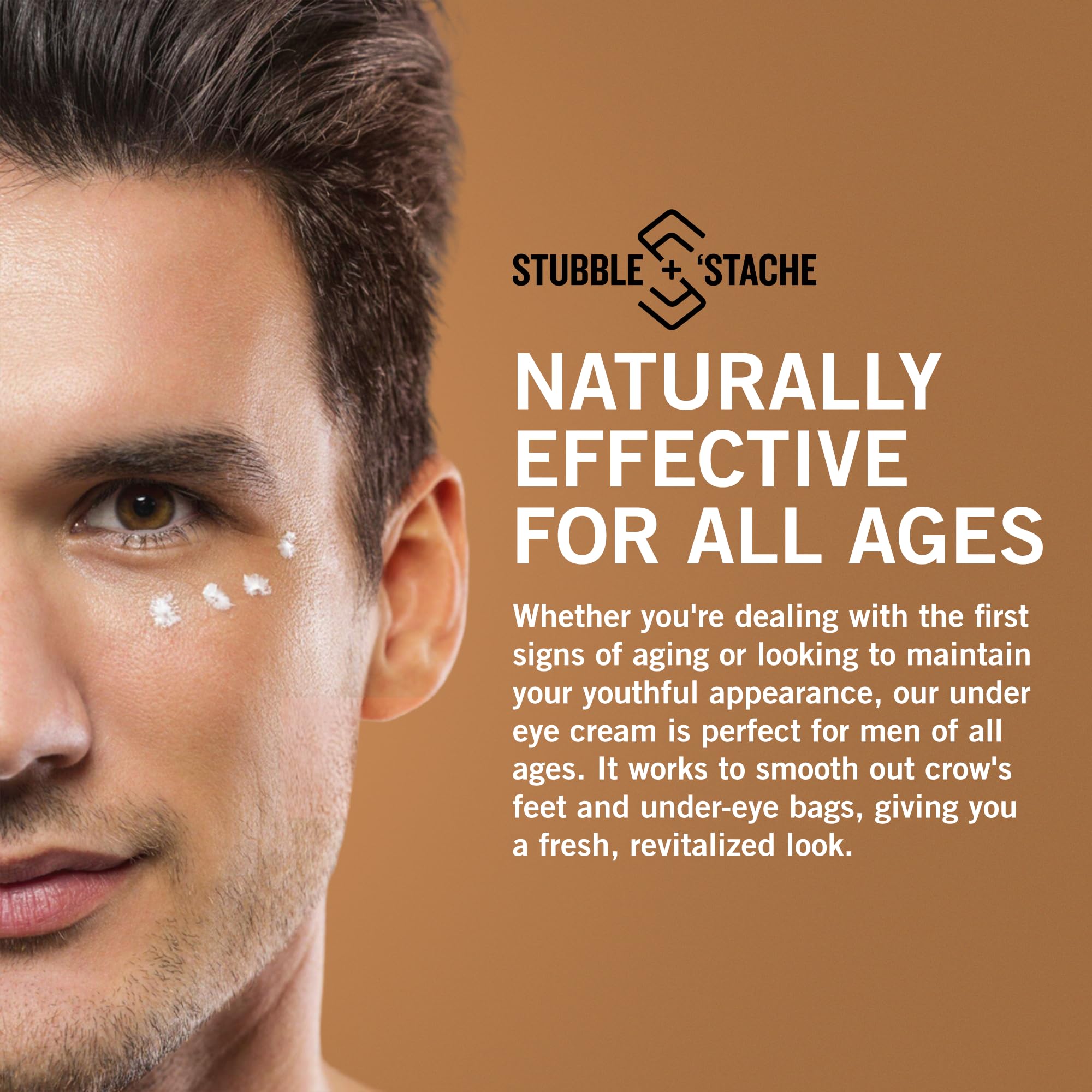 Stubble & Stache Refresh under-eye cream fragrance-free label highlighting sensitive-skin compatibility