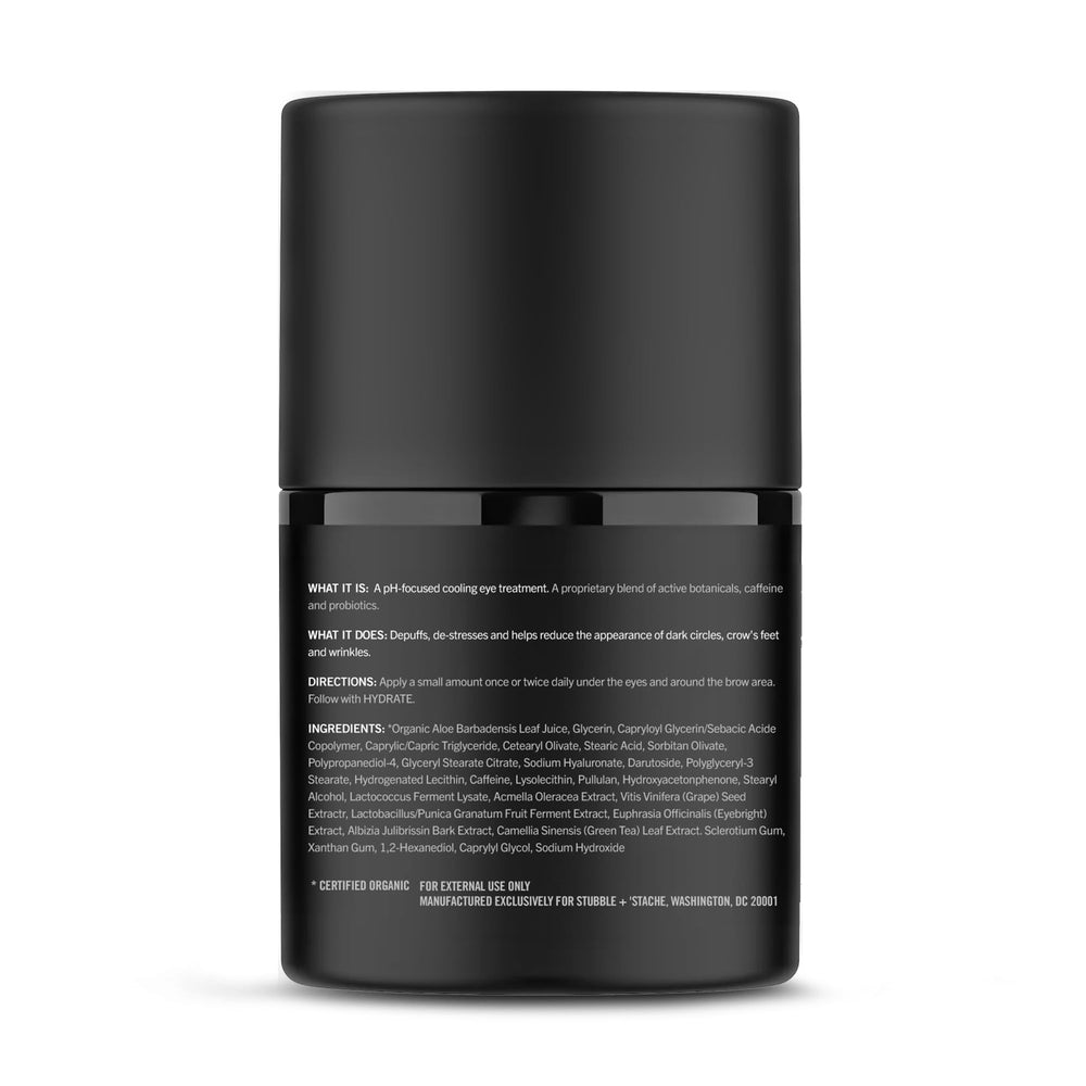Stubble & Stache Refresh under-eye cream compact packaging for travel