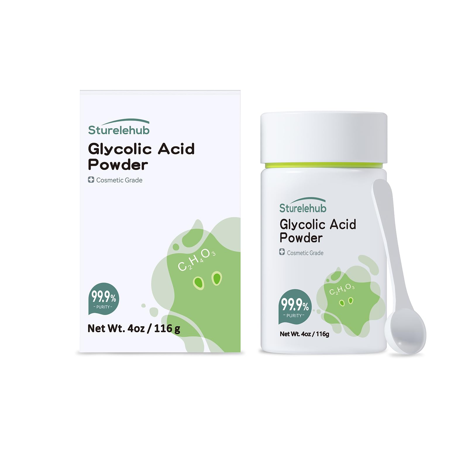 Sturelehub glycolic acid powder 4oz jar for smooth at-home exfoliation