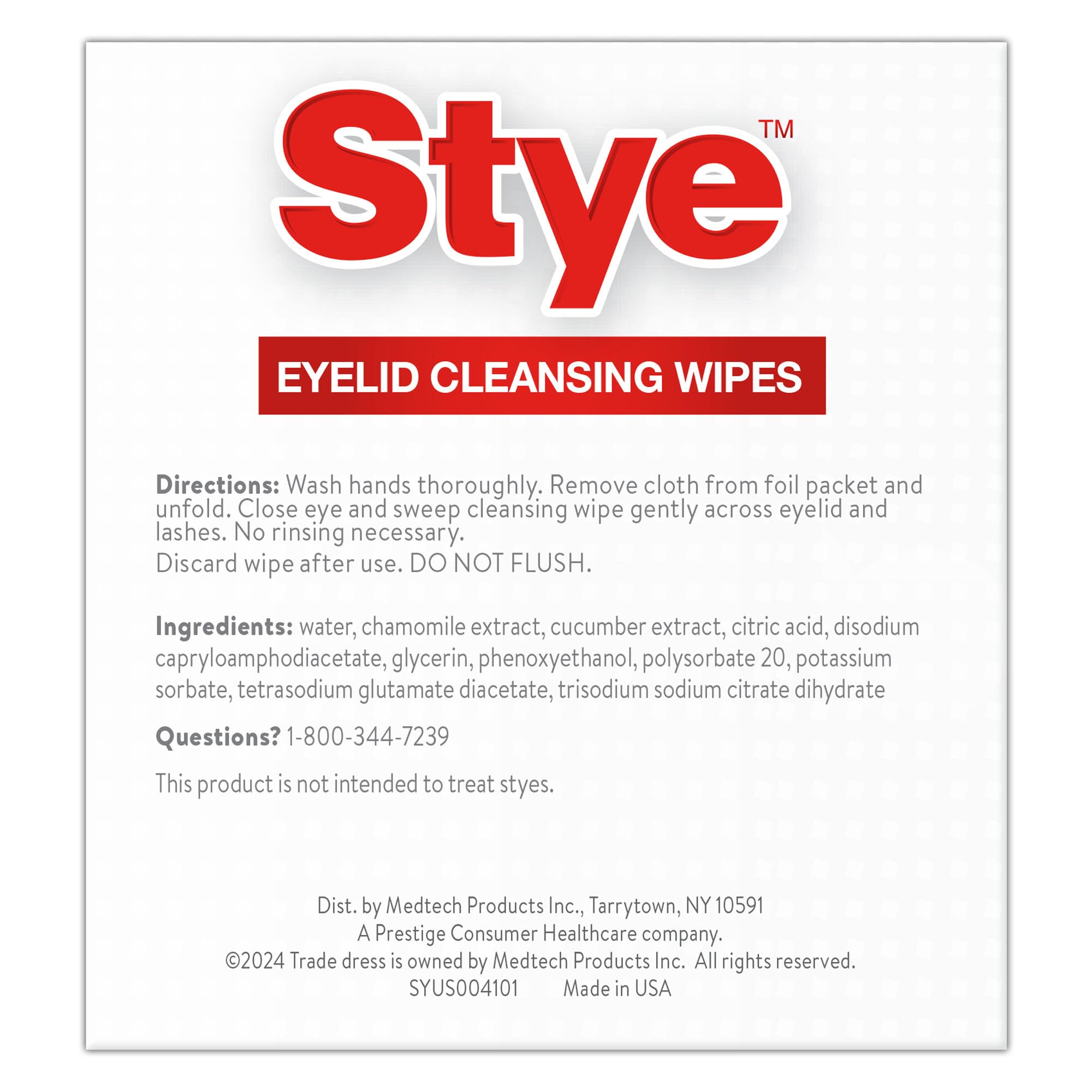 Stye cleansing eyelid wipes ophthalmologist-tested for safety