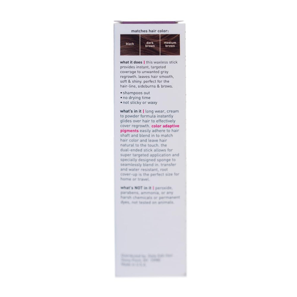 Style Edit Instant Gray Coverage Stick, portable for on-the-go touch ups with transfer resistance.