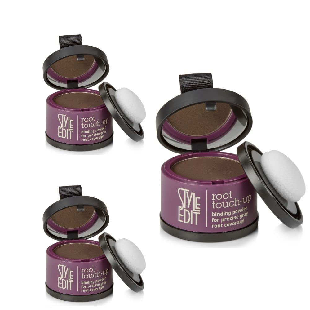 Style Edit Root Touch Up Powder in dark brown covers gray roots between salon visits.