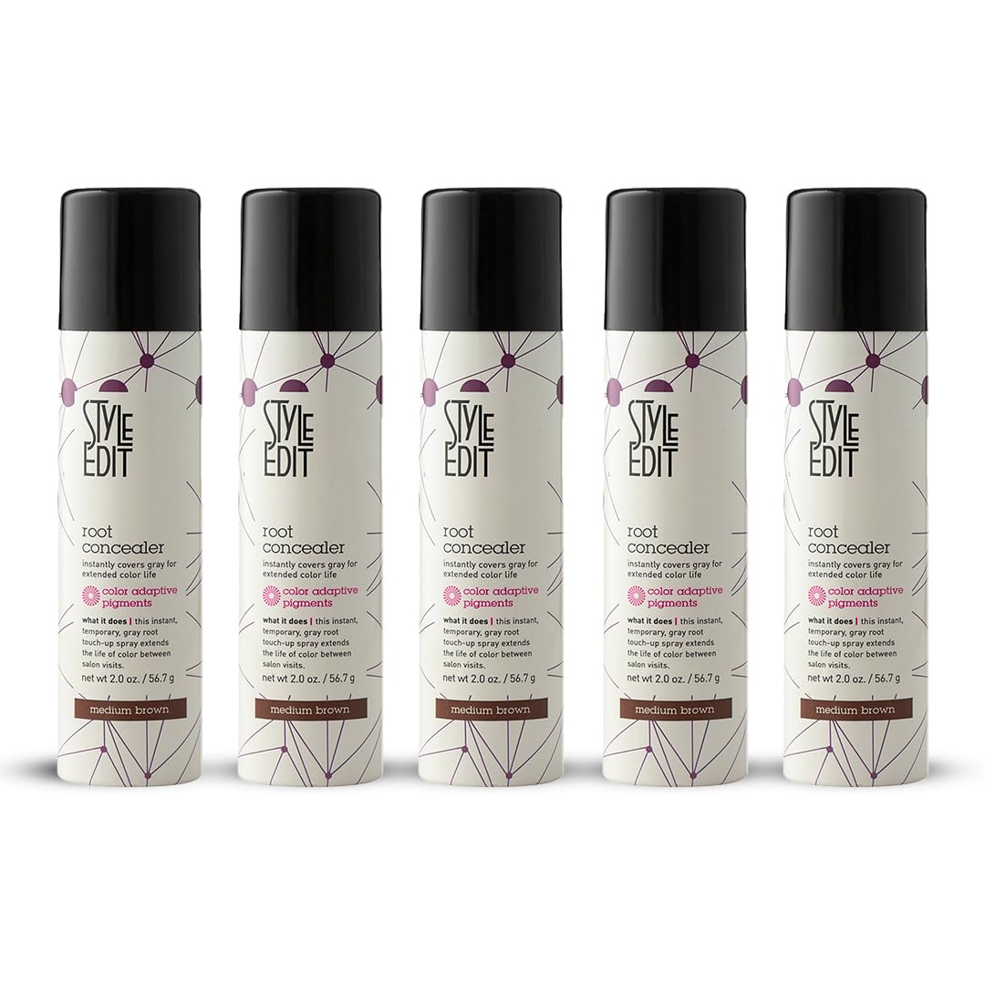 Style Edit Root Touch Up Spray bottle application for fast, gray root concealment between salon visits.