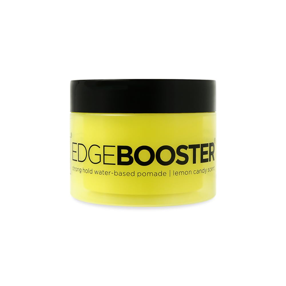 Style Factor Edge Booster bottle close-up with argan oil for moisturized hold.