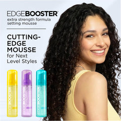 Style Factor Edge Booster mousse dispenser shows even application for defined curls