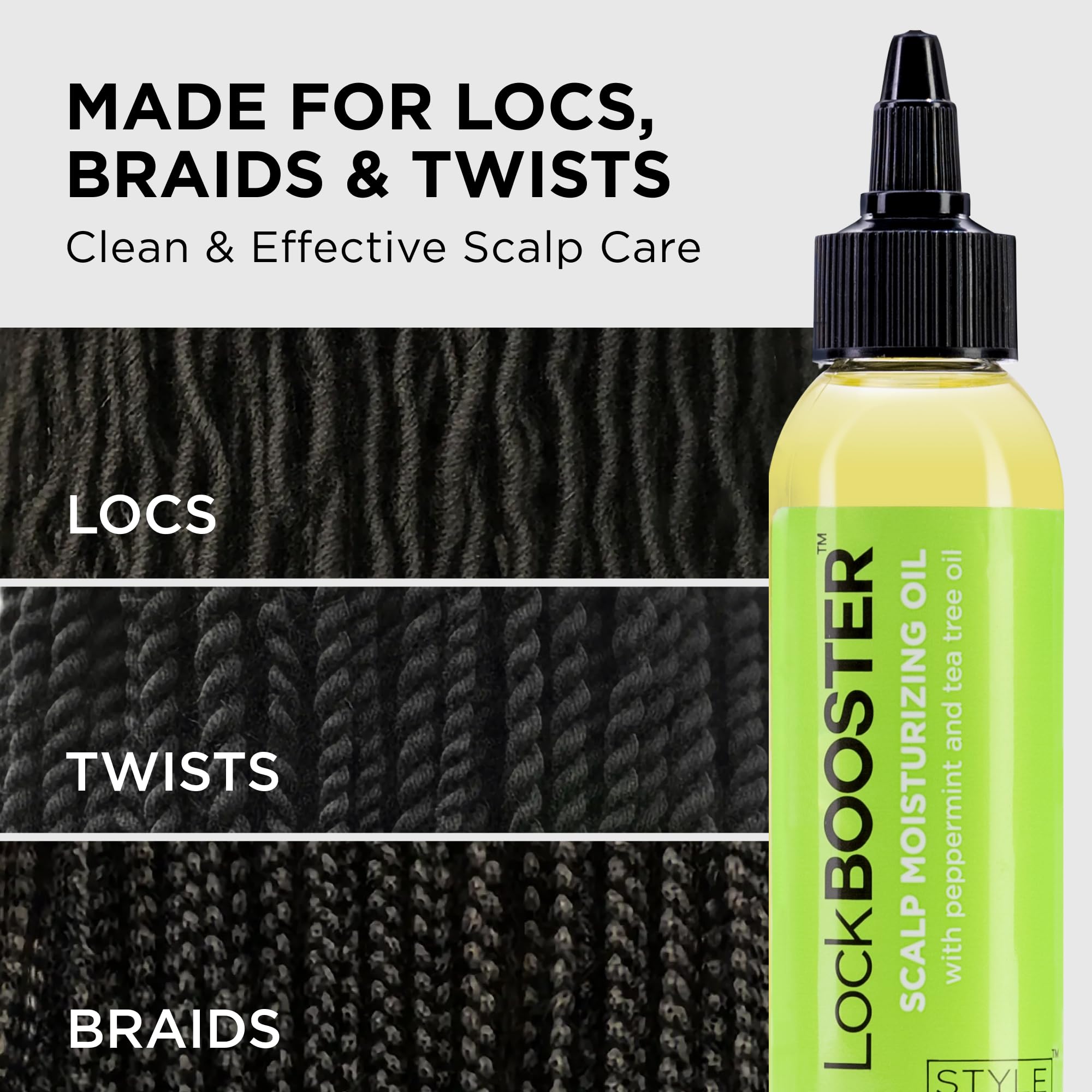 Style Factor LockBOOSTER on braids shows lightweight hydration in action.