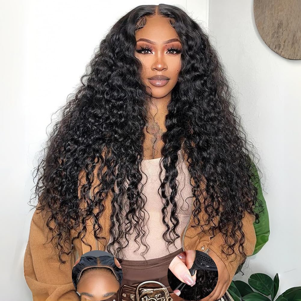 StyleLife Wear and Go Glueless Wig front view with 26-inch deep wave for natural scalp look.