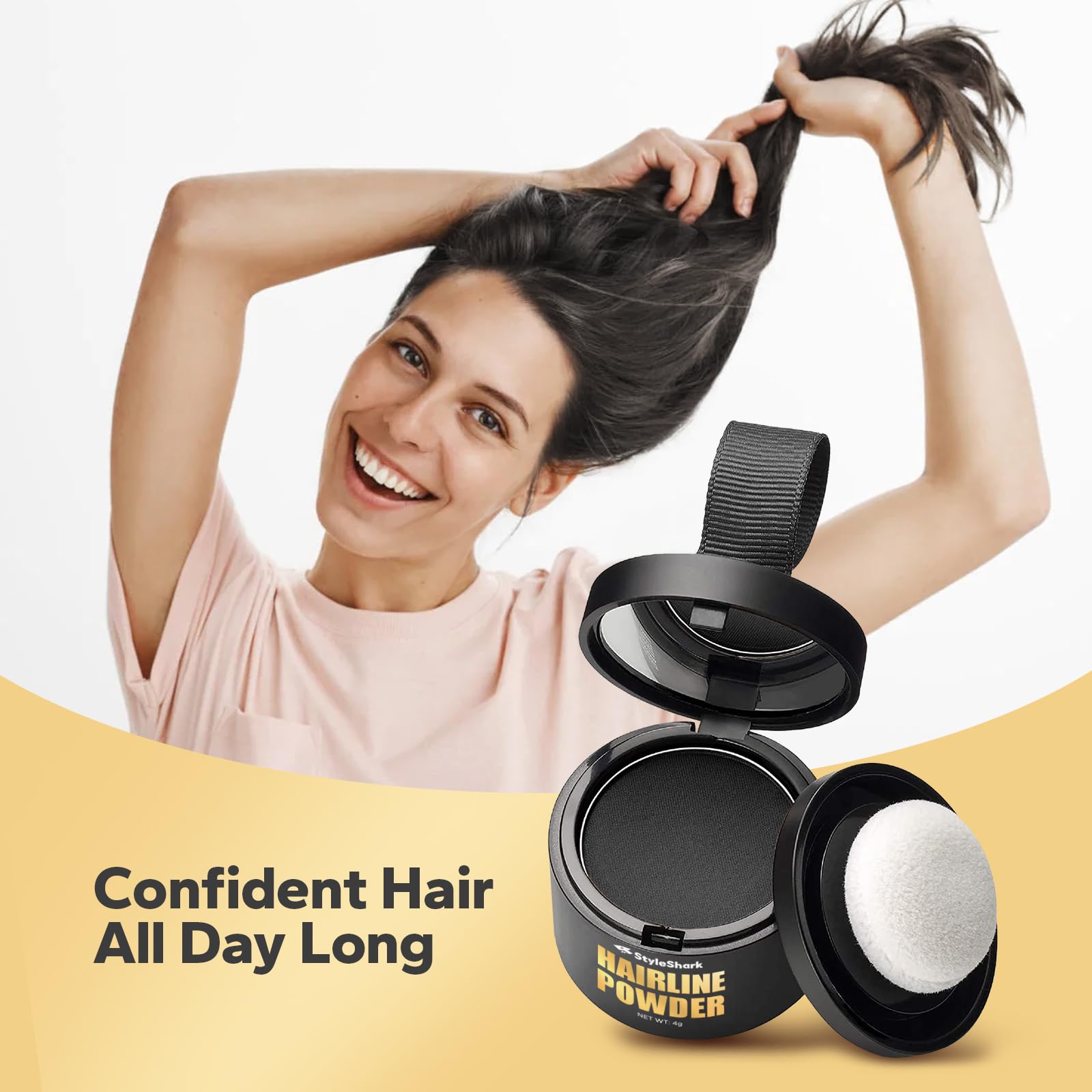 StyleShark Hairline Powder delivers long-lasting color that stays until next wash.