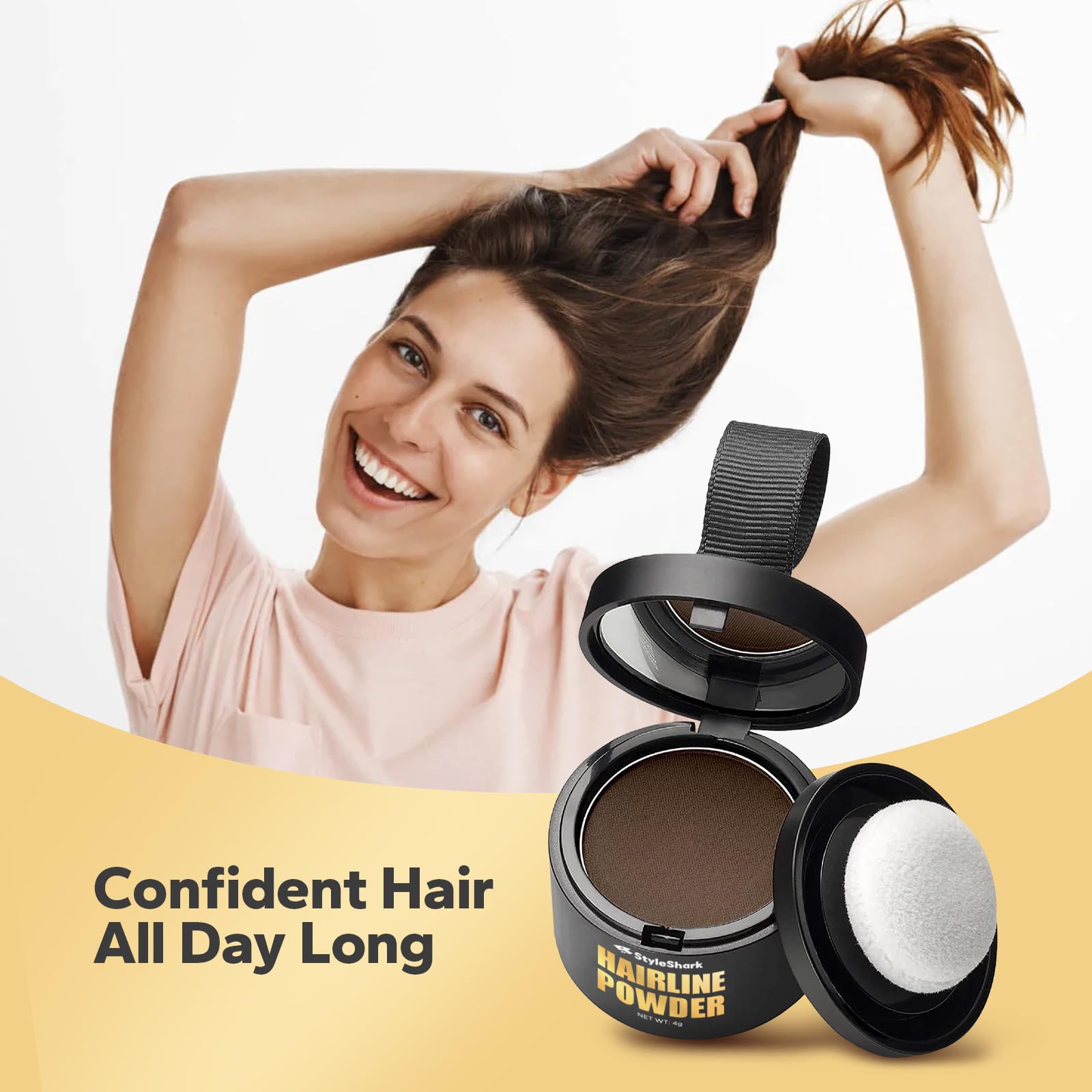 StyleShark Hairline Powder regrowth coverage highlights seamless blend at the roots.