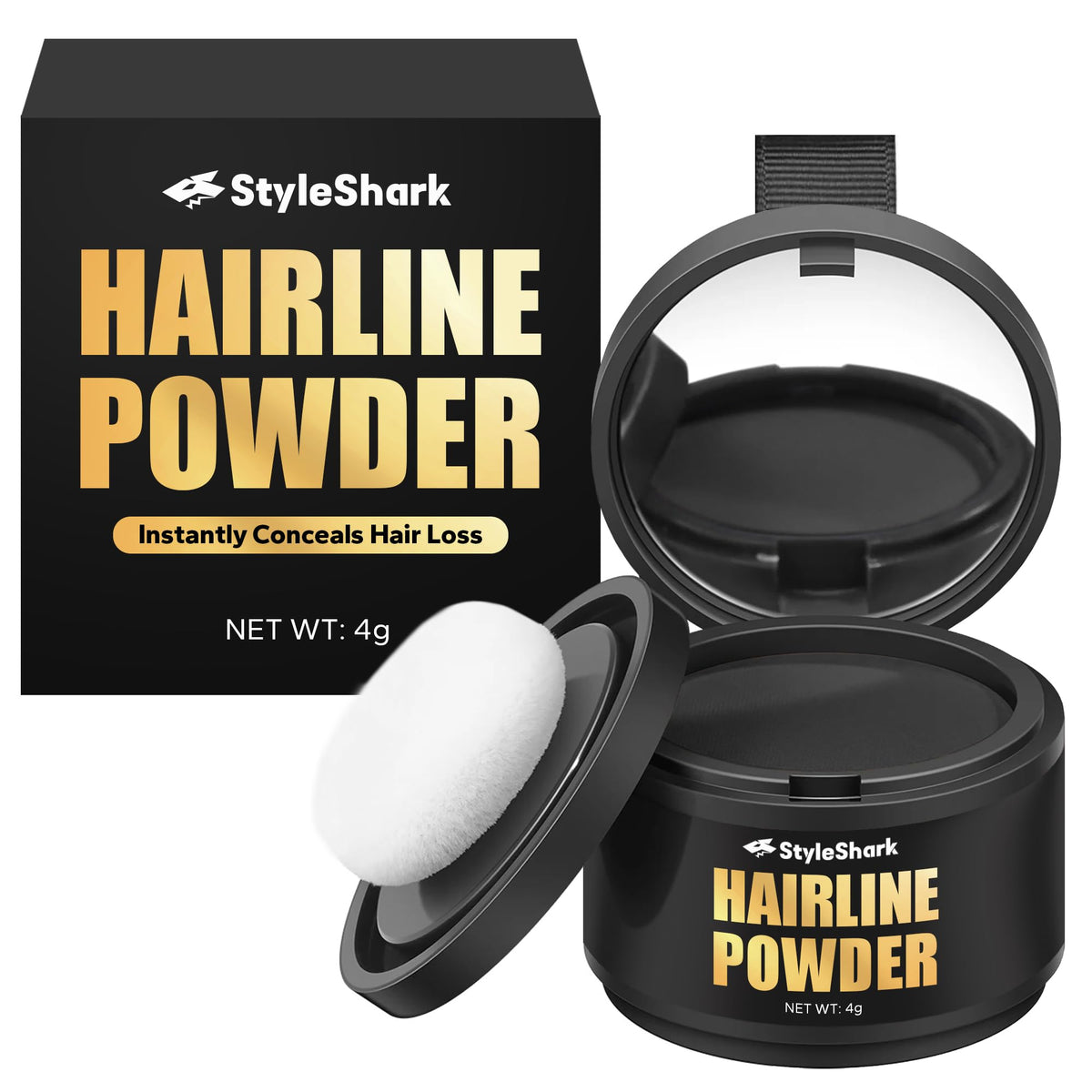 StyleShark Hairline Powder provides precise root touch-up for seamless color blend.