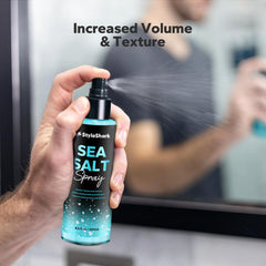 StyleShark Sea Salt Spray on model with waves delivers beachy texture.