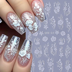 STZPRONAIL black and white floral decal adds elegant detail