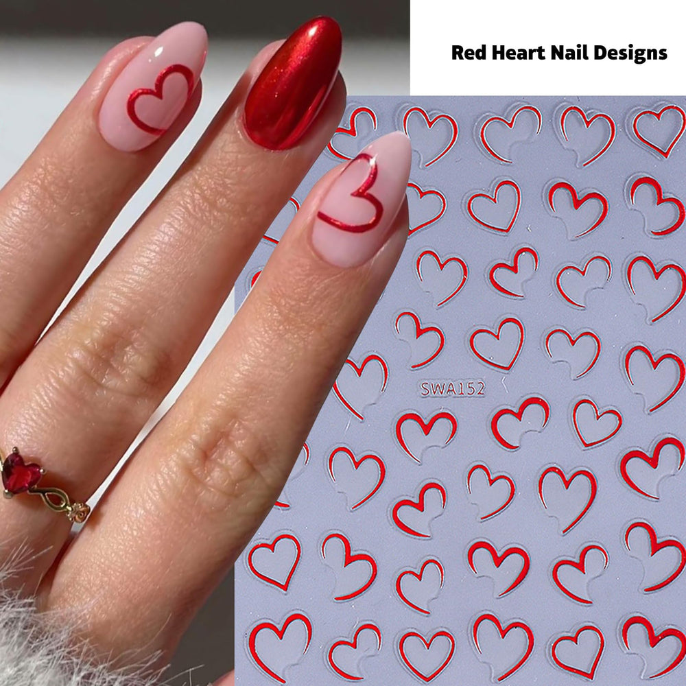 STZPRONAIL black white heart patterns for chic contrast