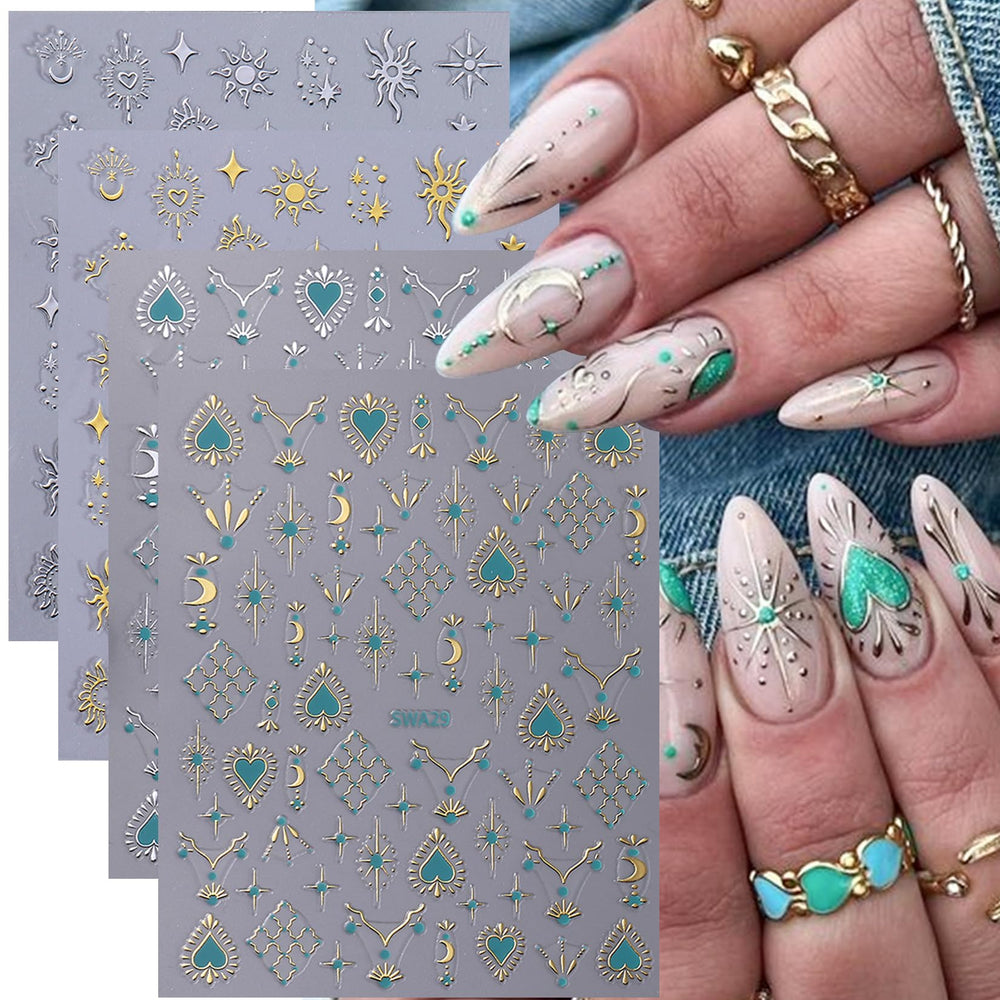 STZPRONAIL bohemian totems nail stickers blend romantic and mysterious elements for creative manis.