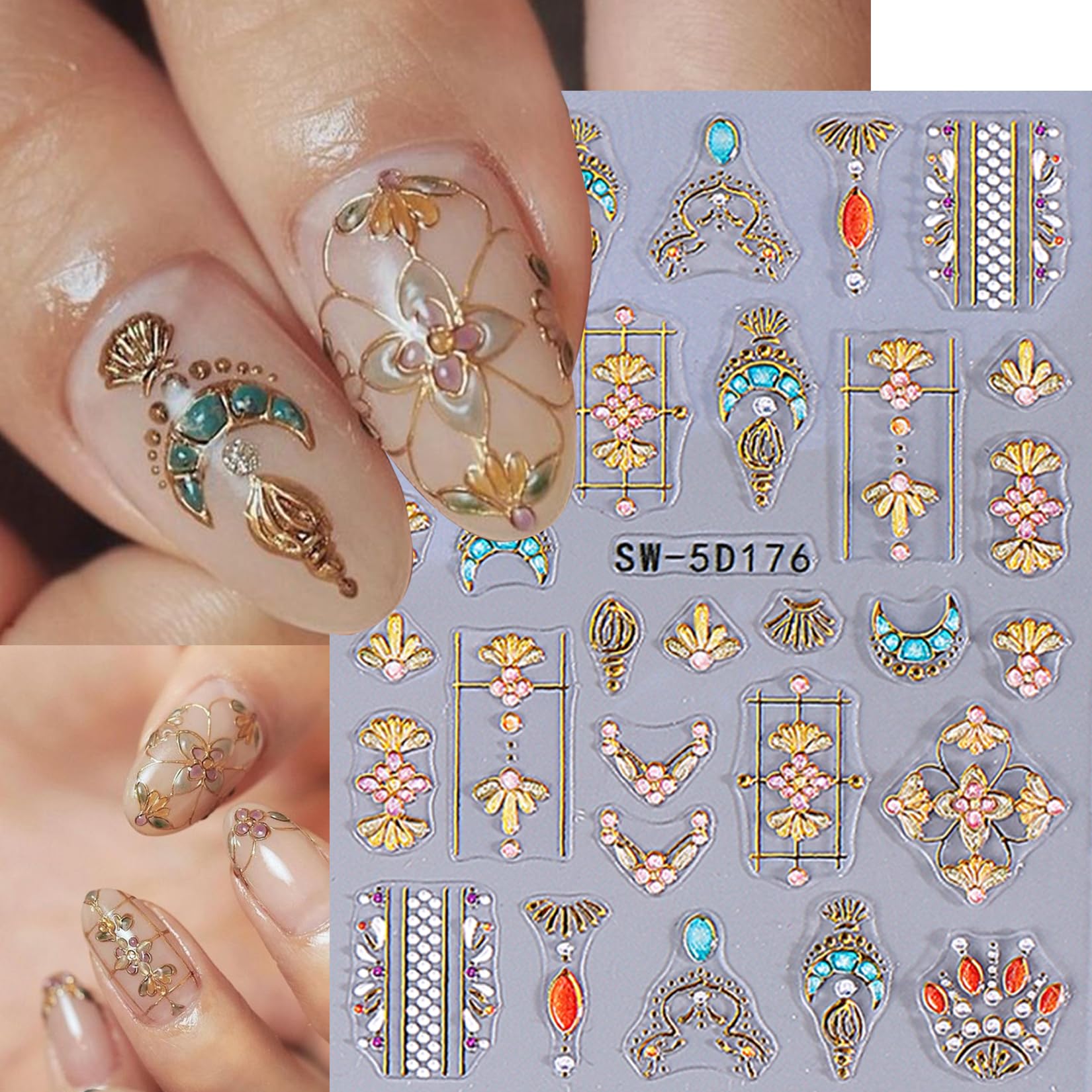 STZPRONAIL hearts flame stickers evoke romantic edginess for gothic-inspired nail art.