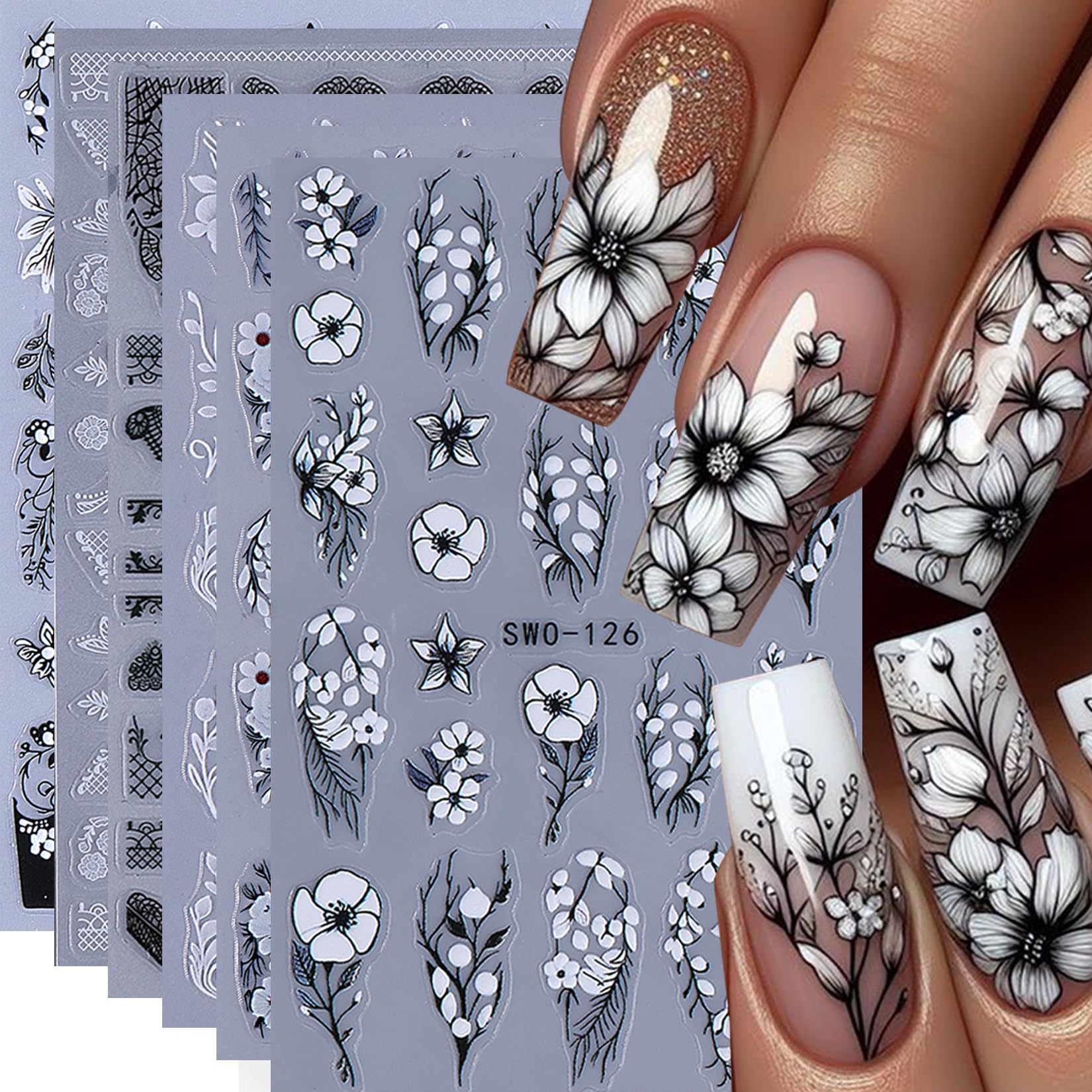 STZPRONAIL lace flower nail sticker for quick home nail art