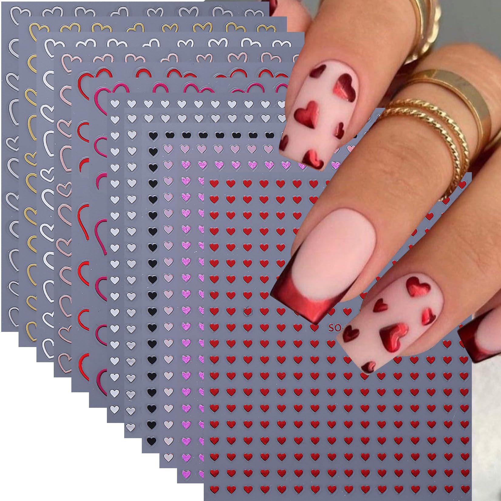 STZPRONAIL mini heart nail stickers 12 sheets set for romantic nails
