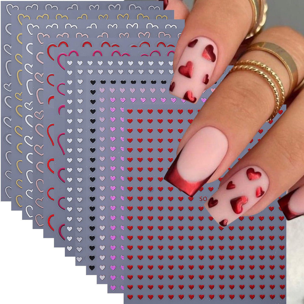 STZPRONAIL mini heart nail stickers 12 sheets set for romantic nails