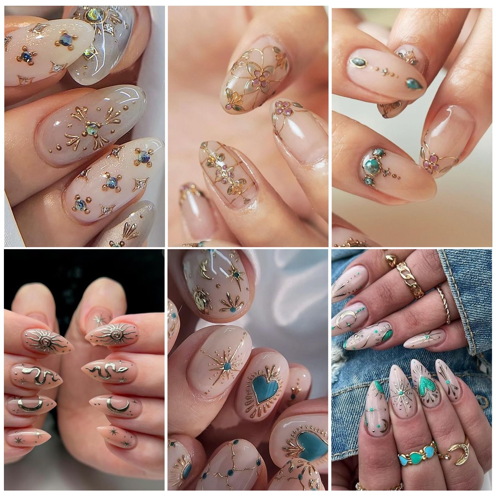 STZPRONAIL moon nail stickers embossed 5D create celestial drama on artificial nails with easy application.