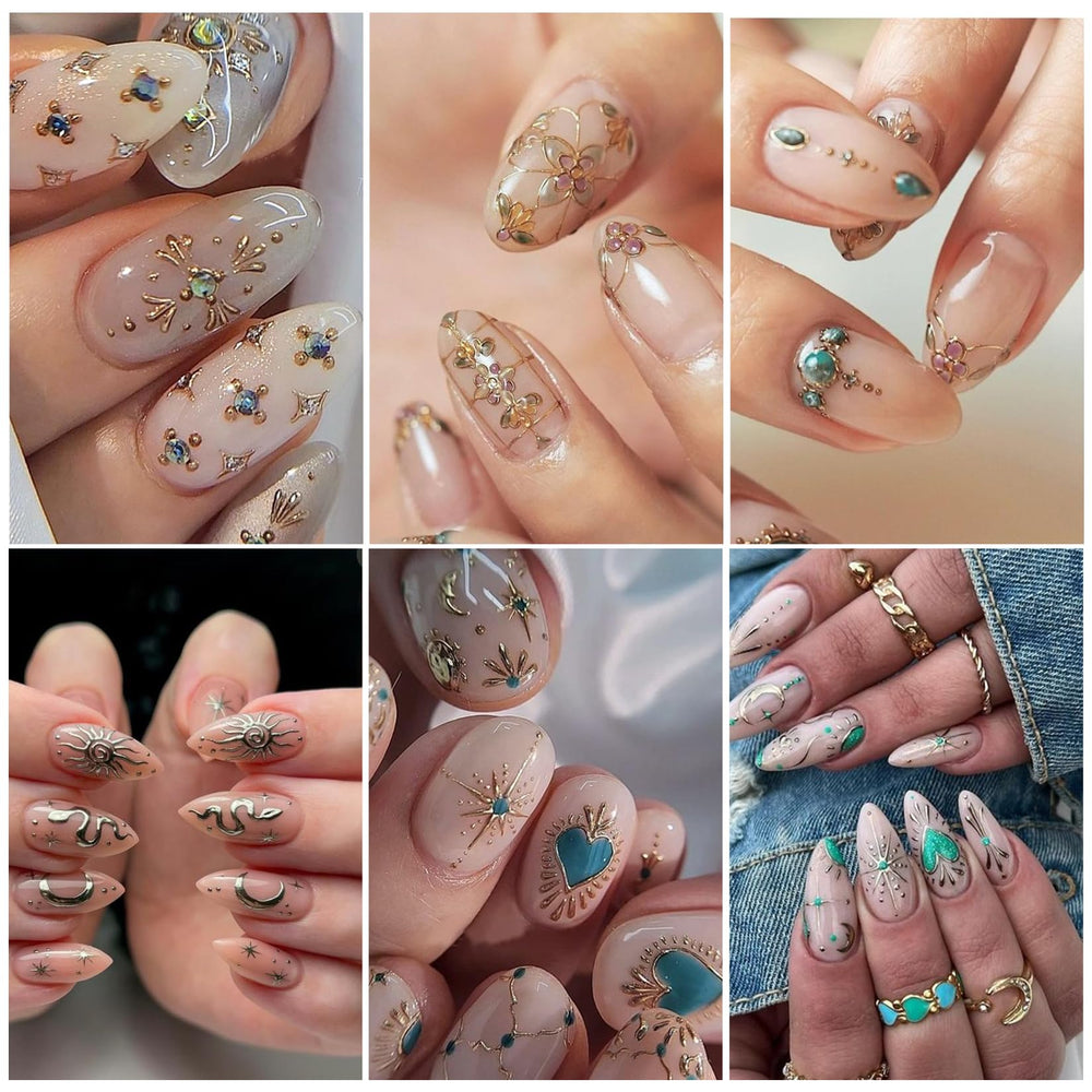 STZPRONAIL moon nail stickers embossed 5D create celestial drama on artificial nails with easy application.