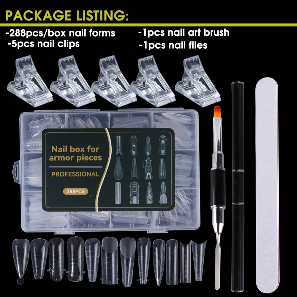 STZPRONAIL Polygel forms show 12 shapes for versatile nail designs.