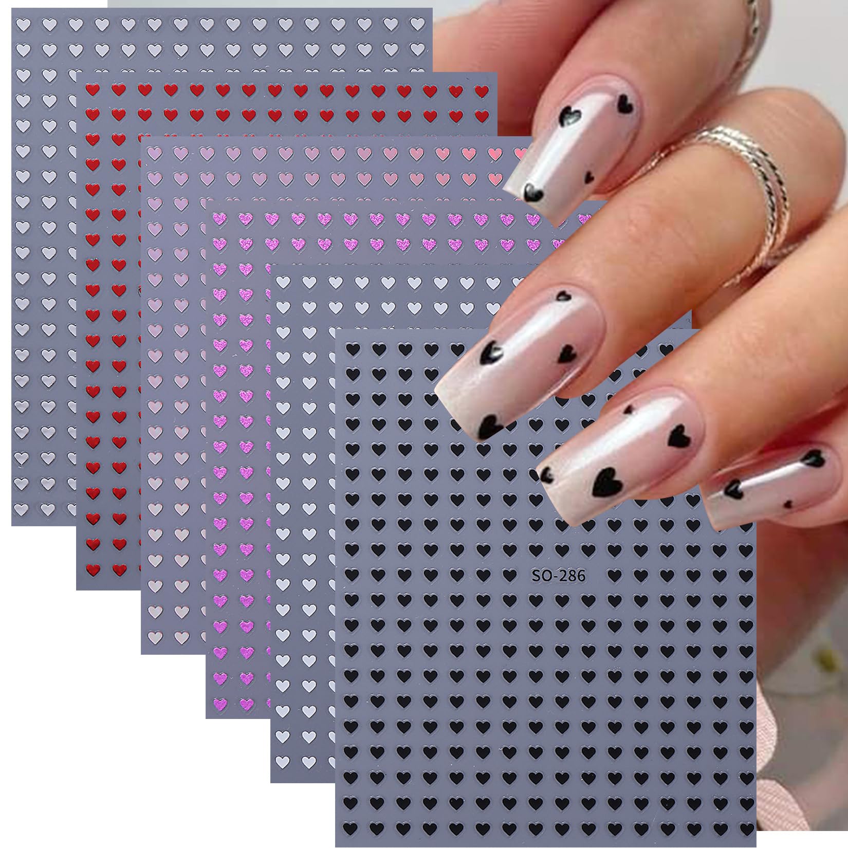 STZPRONAIL semi-hollow heart embellishments add delicate dimension