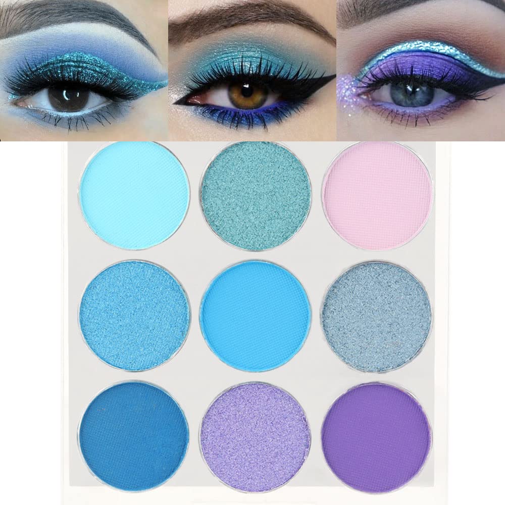 Swatch sheet for SUAKE Purple-Blue Eyeshadow Palette colors