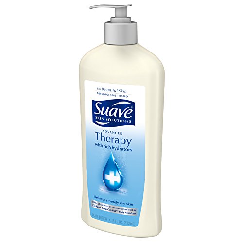 18 oz Suave Advanced Therapy bottle alongside other Suave Skin Solutions products