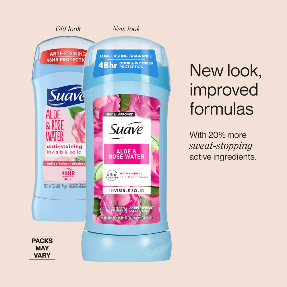 Fragrance notes of aloe and rose water suggested in visuals.