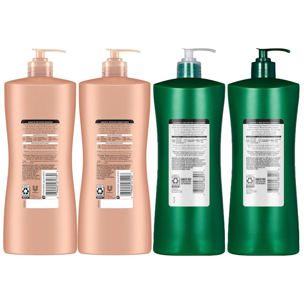 Suave at-home hair care routine setup shows easy everyday styling.