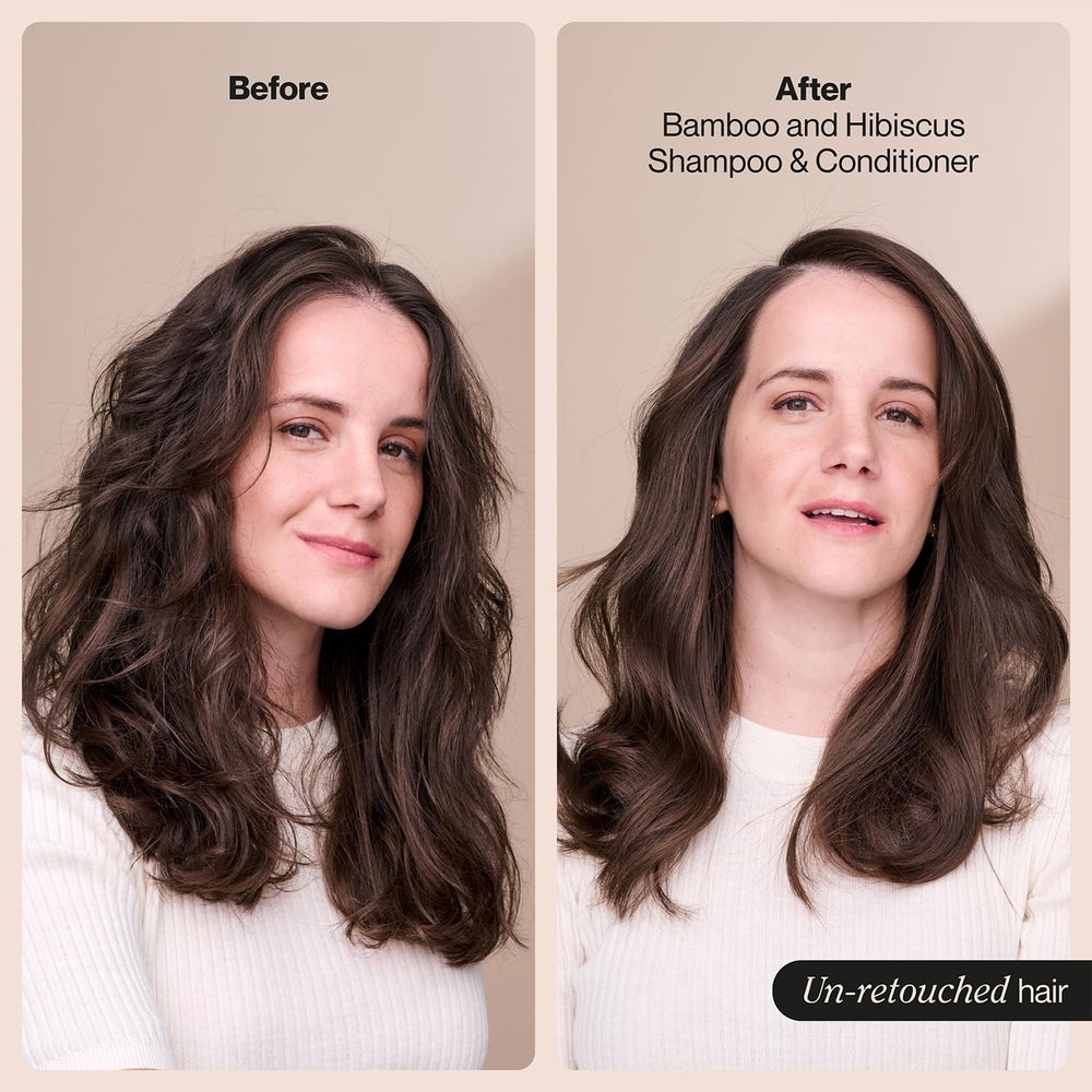 Applying Suave bamboo hibiscus conditioner for smooth ends.
