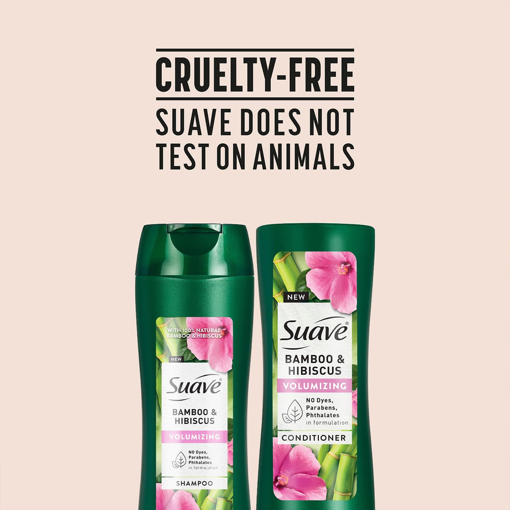 Cruelty free badge and PETA certification on Suave set.