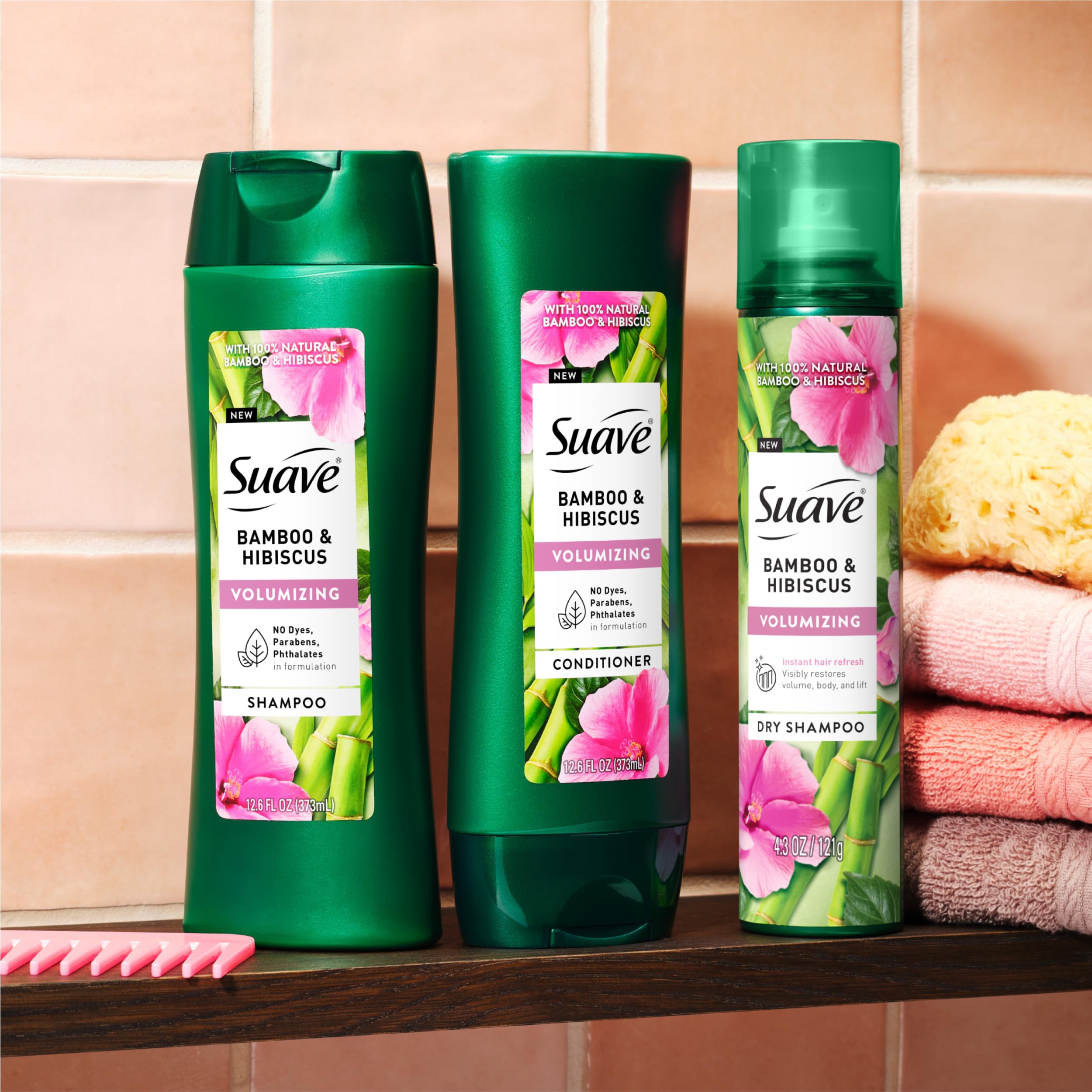 Fragrance note: hibiscus scent from Suave Bamboo & Hibiscus leaves hair smelling fresh