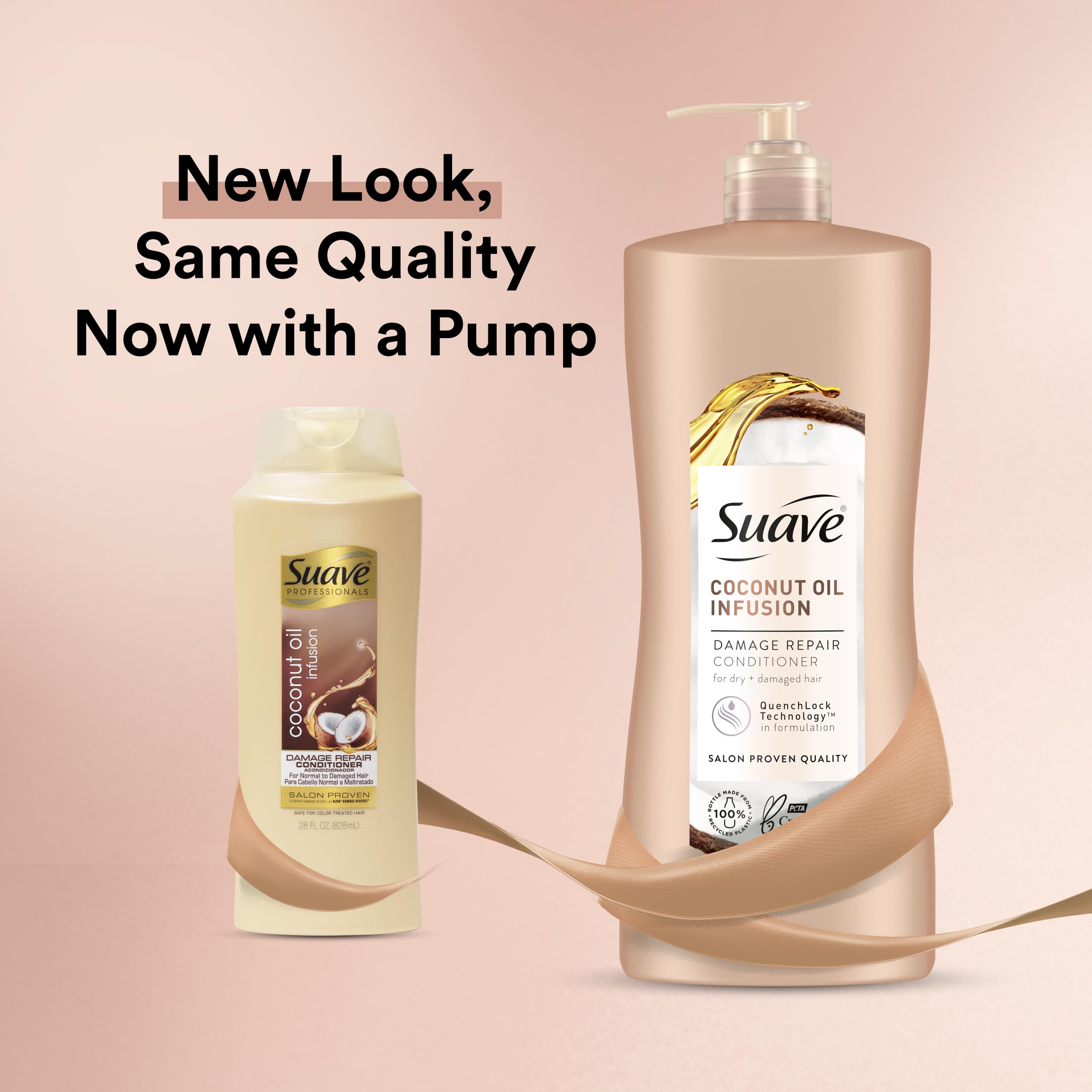Suave conditioner pump shows easy, even application, reducing product waste