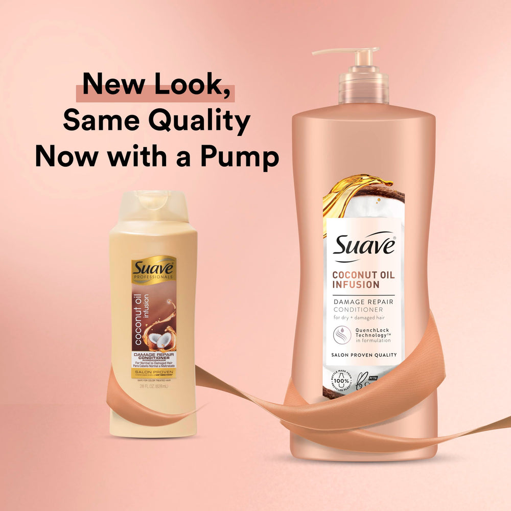 Suave conditioner pump shows easy, even application, reducing product waste