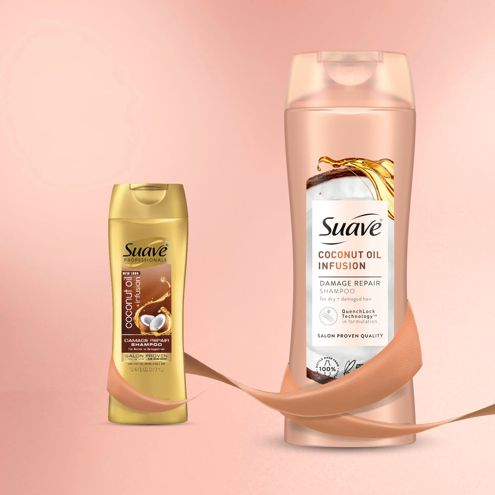 Suave Coconut Oil Infusion two-piece set ready for hydrated, frizz-free mornings.