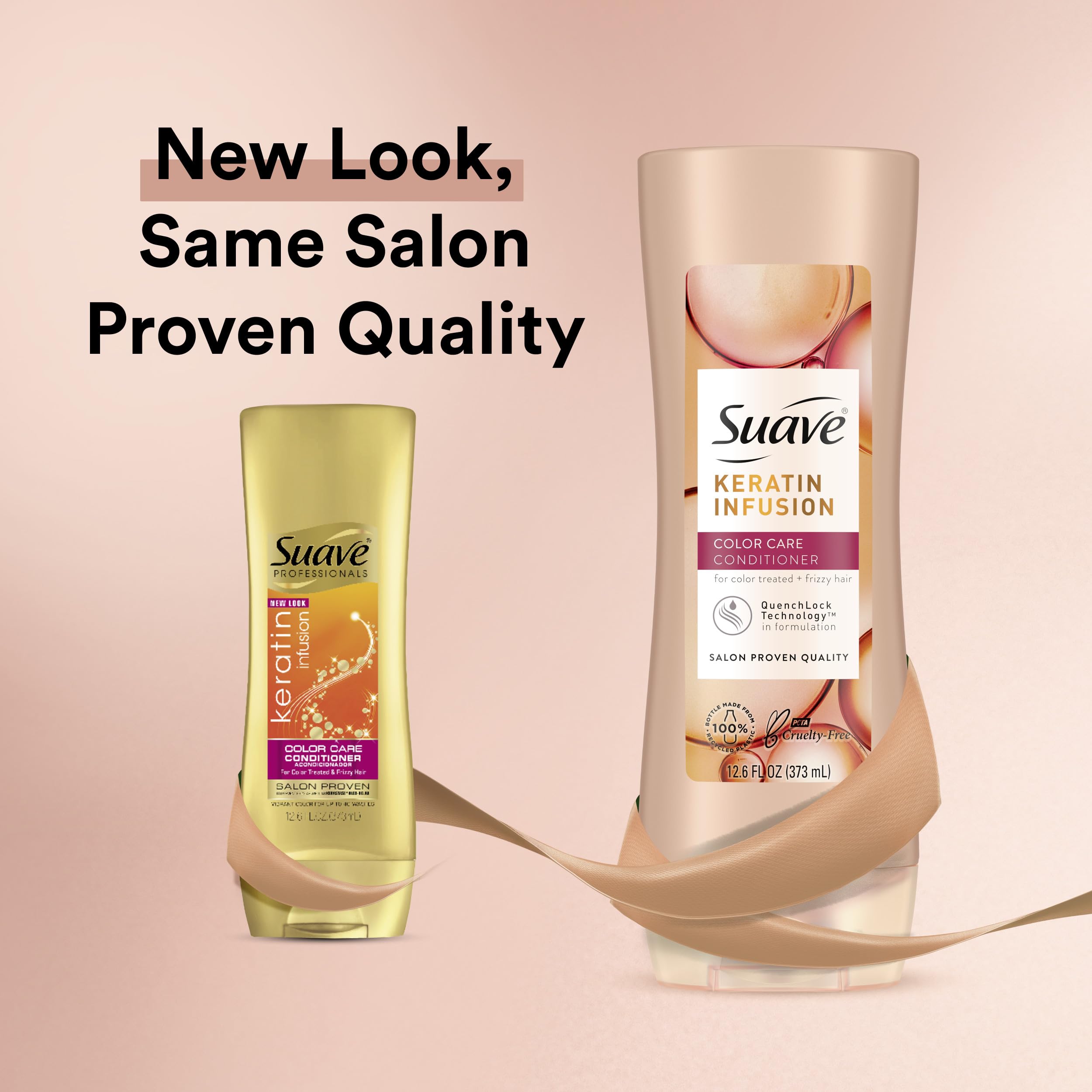 Suave Color-Safe Shampoo with keratin pump; easy daily use.