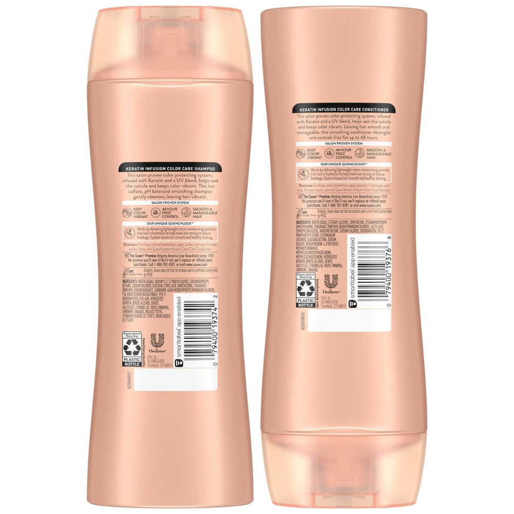 Suave cruelty-free certification seal; ethical hair care choice.