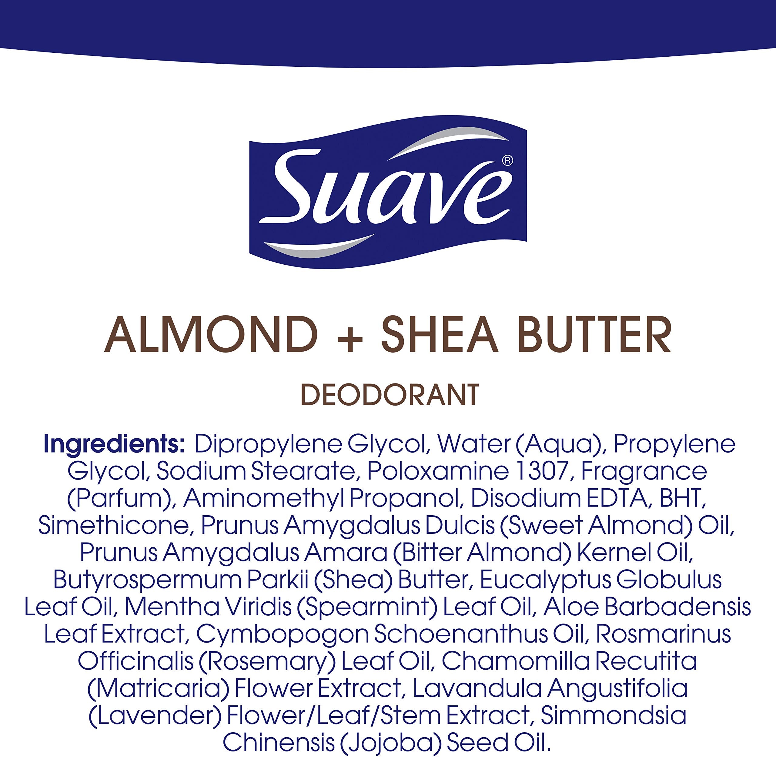 Suave cruelty-free PETA-certified deodorant badge signals ethical choice.