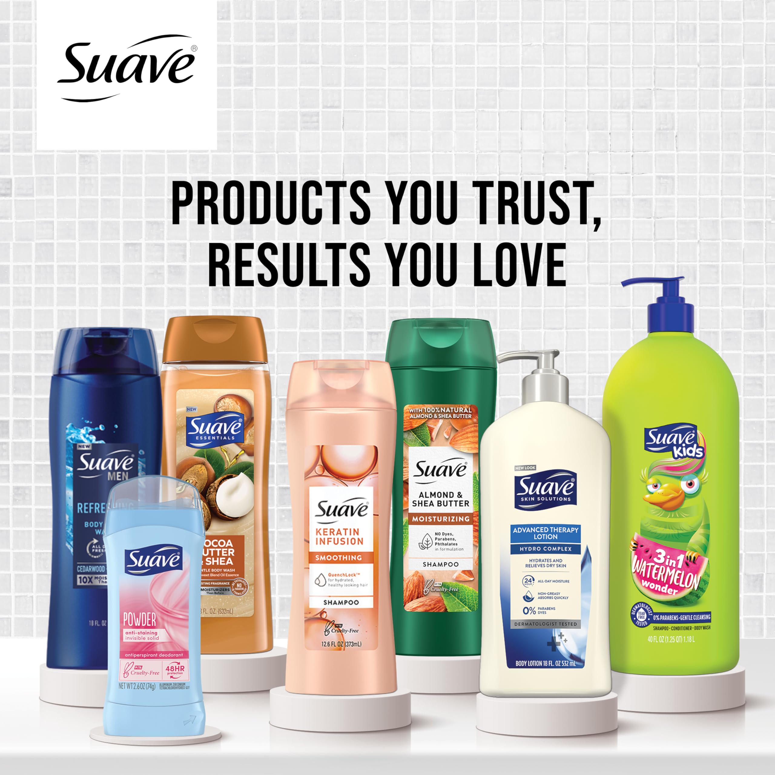 Cruelty-free Suave logo with PETA certification visible.