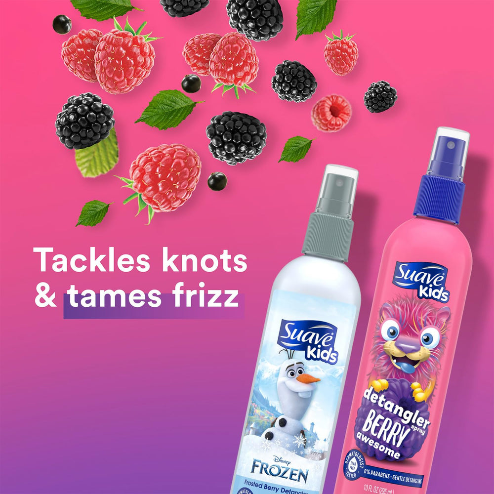 Suave Detangler Spray Frozen Frosted Berry bottle with refreshing scent for kids.