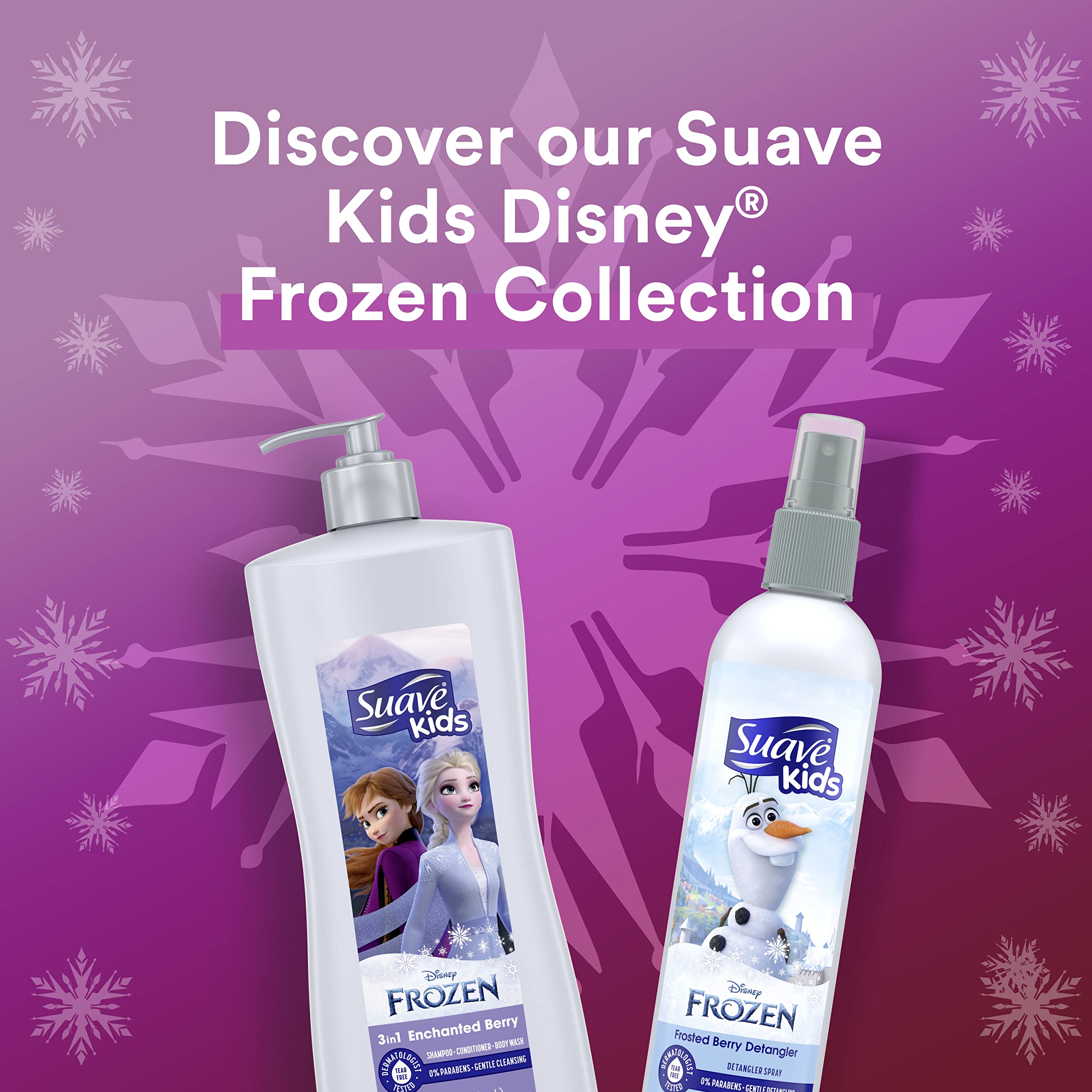Suave Detangler Spray Frozen Frosted Berry nozzle supports quick, even use.