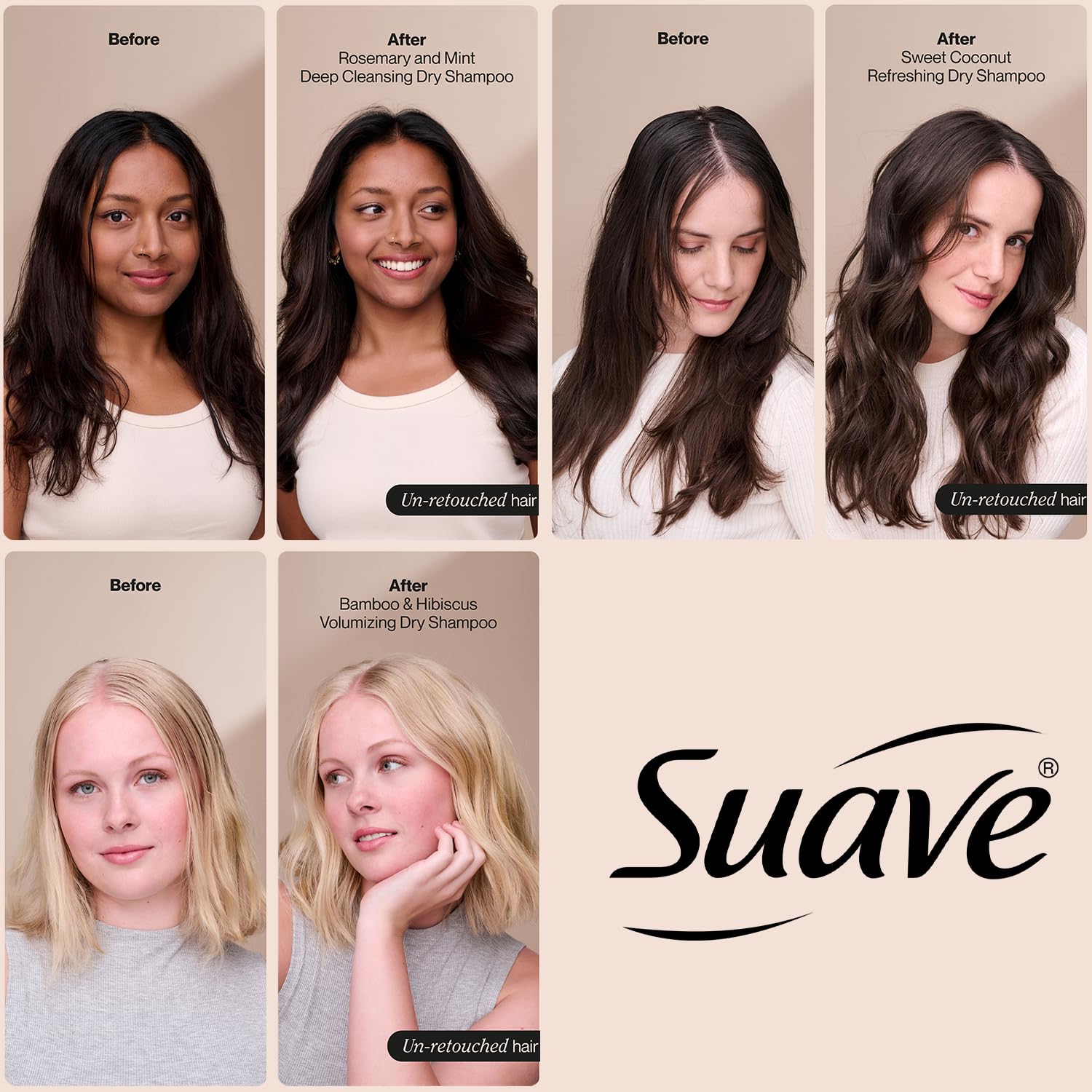 Suave dry shampoo bottle labeled color-treated hair safe