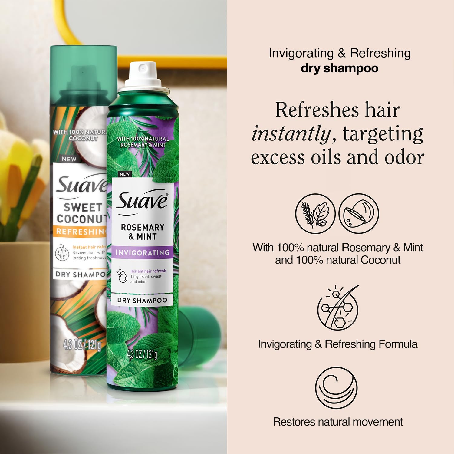 Rosemary-mint application close-up shows easy root massage for quick lift.