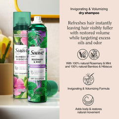 Suave dry shampoo variety 2-pack bamboo hibiscus bottle adds light volume