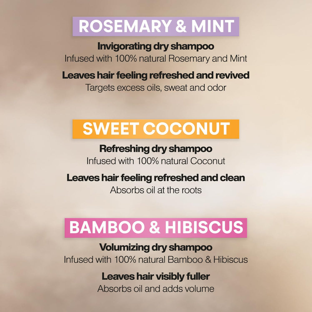 Suave dry shampoo coconut bottle with tropical scent for oil control