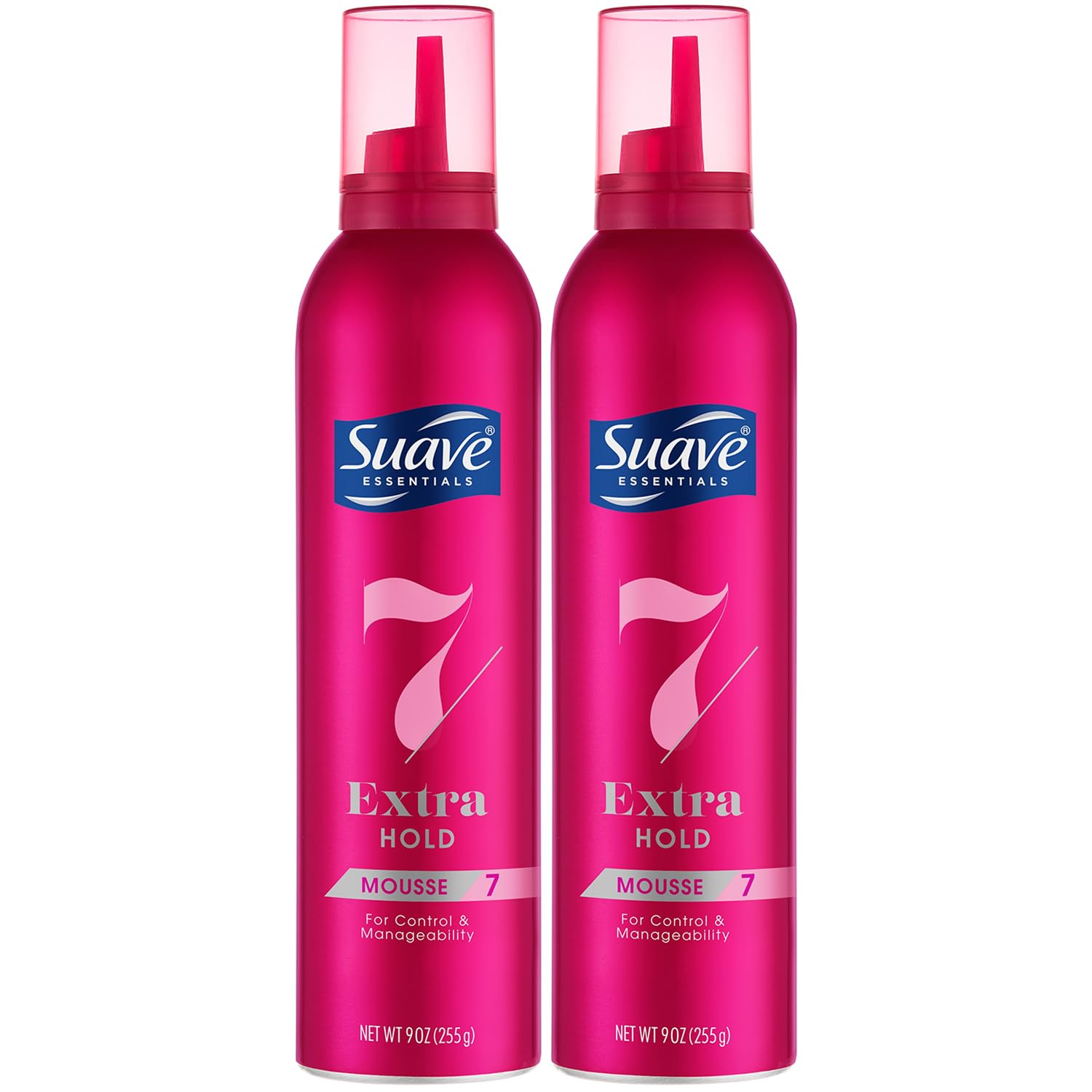 Suave Extra Hold Mousse bottle pour for smooth, flexible volume that lasts.