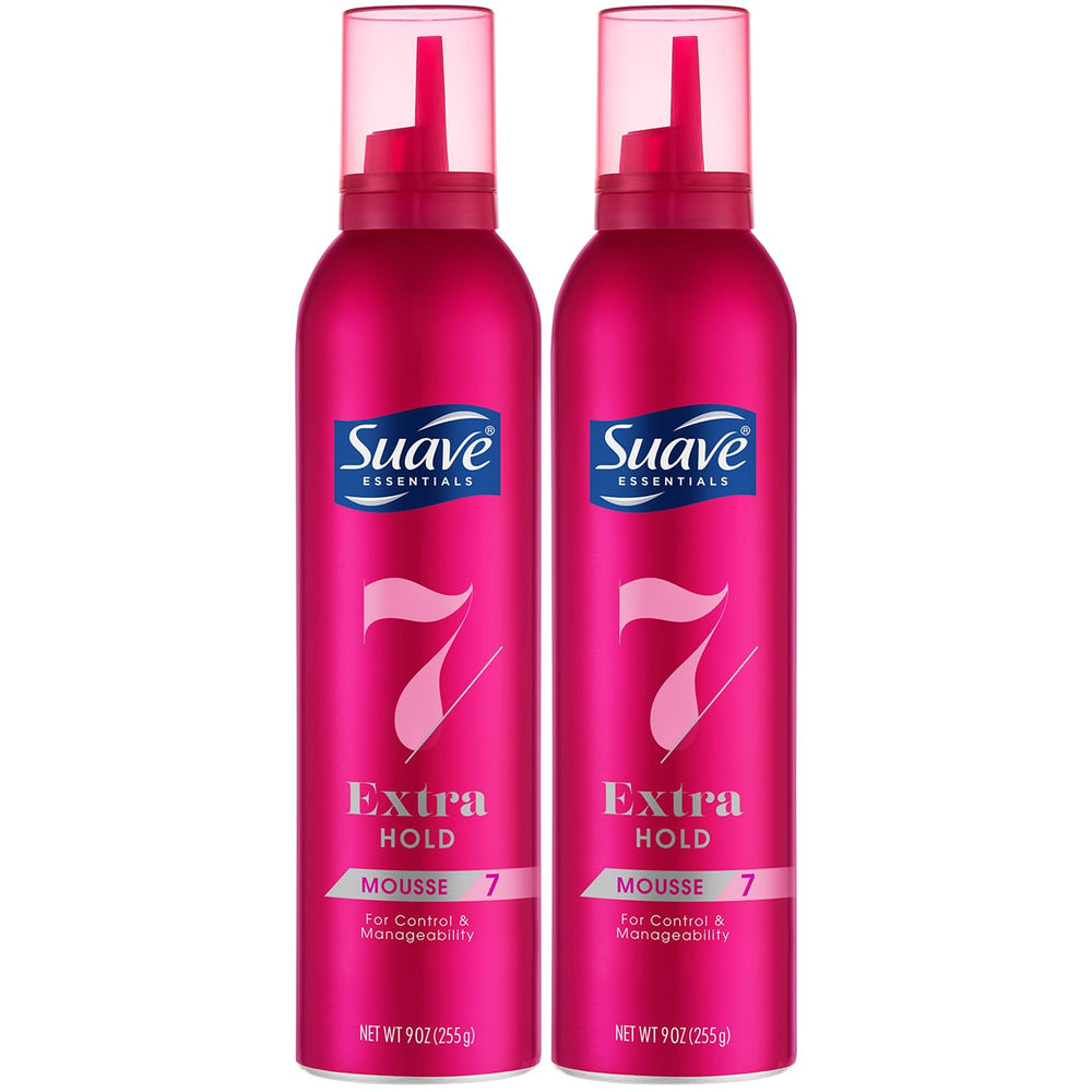 Suave Extra Hold Mousse bottle pour for smooth, flexible volume that lasts.